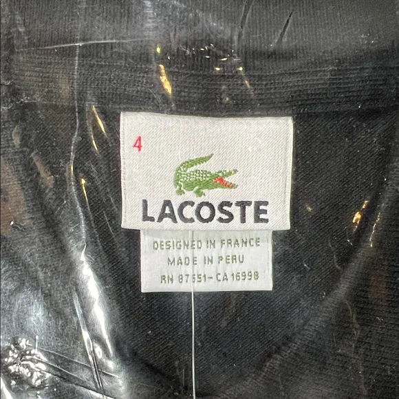 Lacoste Men’s Black Polo Shirt Size 4/S - Picture 2 of 3